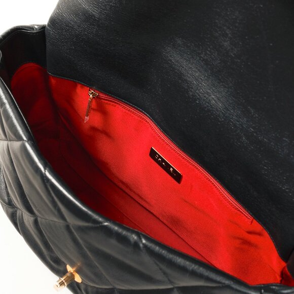 Chanel Maxi 19 Large Classic Two-Tone Chain Black Leather Flap Bag - Picture 11 of 13